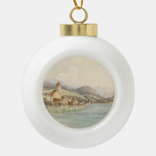 View of St. Wolfgang on Lake Wolfgang Carl Lafite Ceramic Ball Christmas Ornament