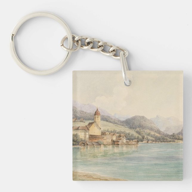 View of St. Wolfgang on Lake Wolfgang Carl Lafite Key Ring (Front)