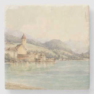 View of St. Wolfgang on Lake Wolfgang Carl Lafite Stone Coaster