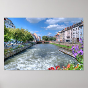 View of Strasbourg from the bridge in bright day Poster