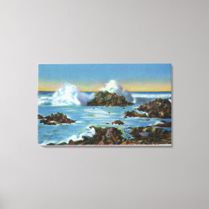 View of Surf Along the Rock Canvas Print