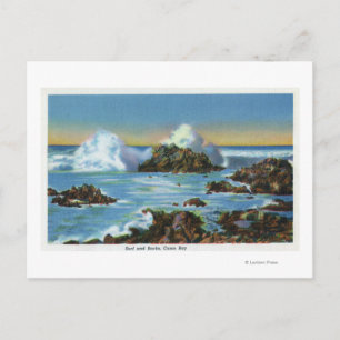 View of Surf Along the Rock Postcard