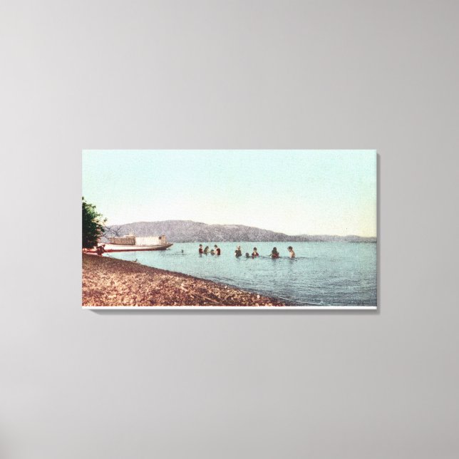 View of Swimmers at Pirates CoveClear Lake, CA Canvas Print (Front)