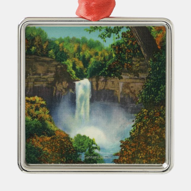 View of Taughannock Falls, 215 Feet High Metal Tree Decoration (Front)