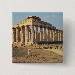 View of Temple E, c.490-480 BC 15 Cm Square Badge
