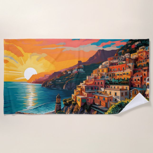 View of the Amalfi coast Italy Beach Towel (Front)
