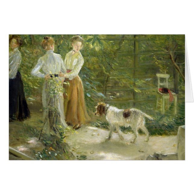 View of the artist's garden with his daughters (Front Horizontal)