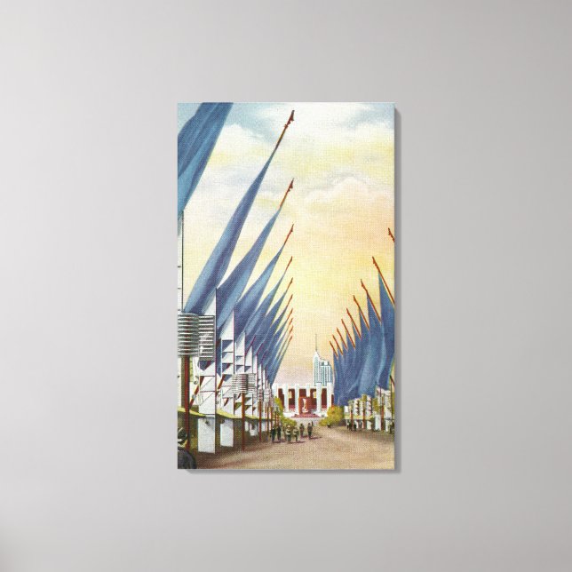 View of the Avenue of Flags, 1934 World's Fair Canvas Print (Front)