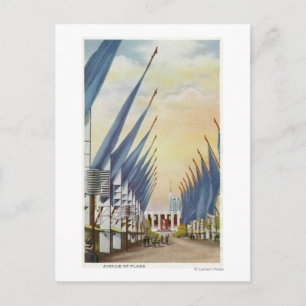 View of the Avenue of Flags, 1934 World's Fair Postcard
