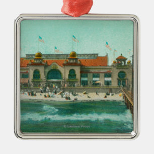 View of the Bathing Pavilion and Electric Pier Metal Tree Decoration