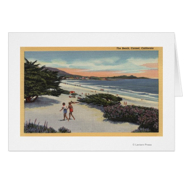View of the Beach, Sunbathers Walking (Front Horizontal)