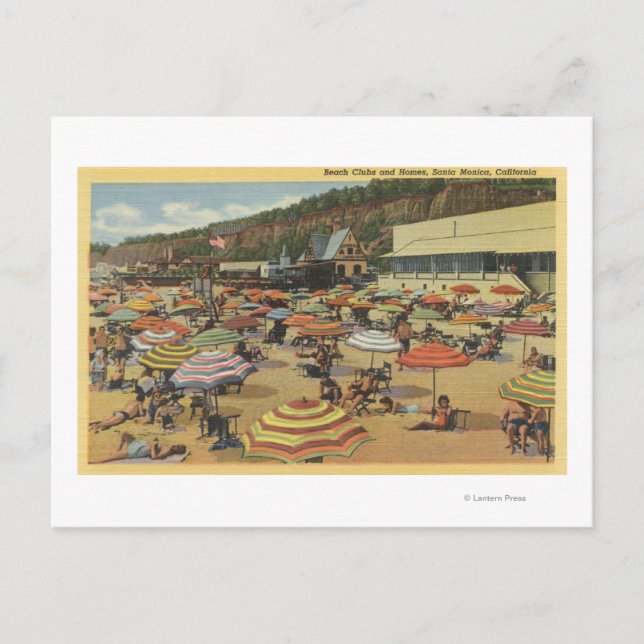 View of the Beach with Clubs and Homes Postcard (Front)