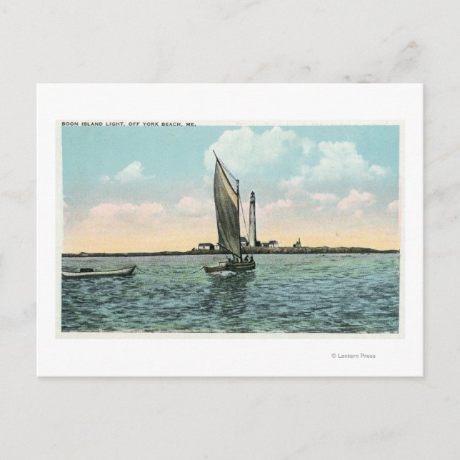 View of the Boon Island Lighthouse off York Postcard (Front)