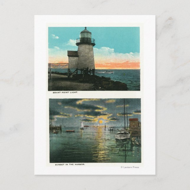 View of the Brant Point Lighthouse Postcard (Front)