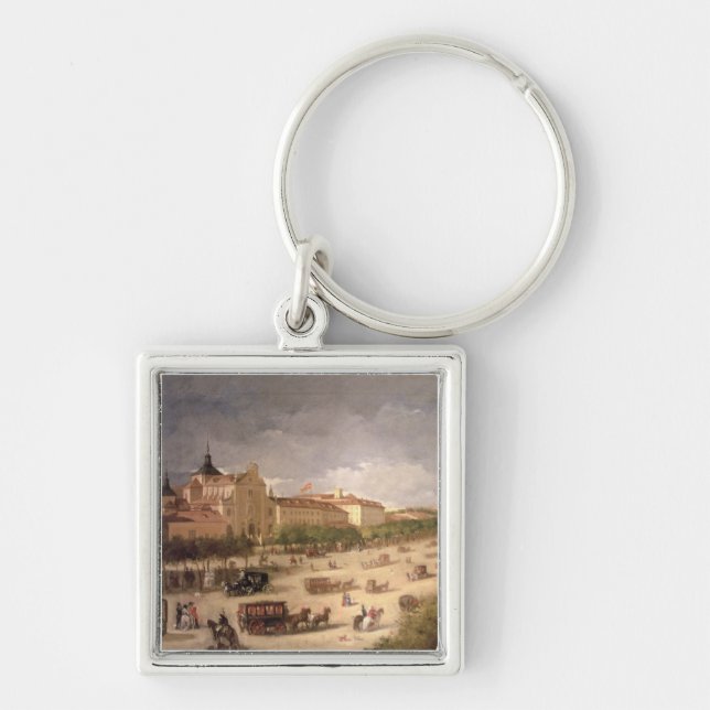 View of the Calle de Alcala, Madrid (oil on canvas Key Ring (Front)