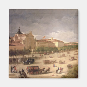 View of the Calle de Alcala, Madrid (oil on canvas Magnet