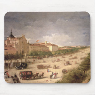 View of the Calle de Alcala, Madrid (oil on canvas Mouse Mat