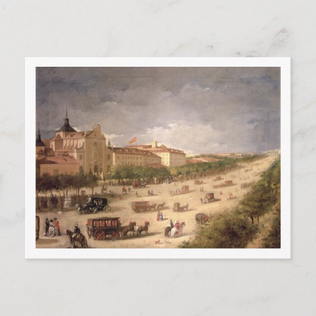 View of the Calle de Alcala, Madrid (oil on canvas Postcard (Front)