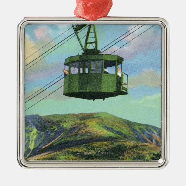 View of the Cannon Mt Tram Ascending Metal Tree Decoration (Front)