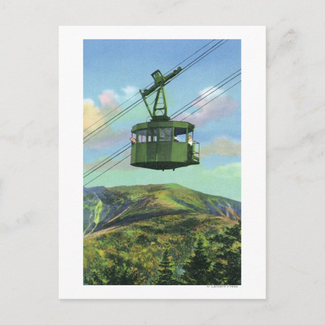 View of the Cannon Mt Tram Ascending Postcard (Front)