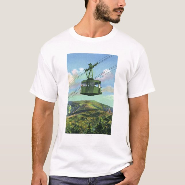 View of the Cannon Mt Tram Ascending T-Shirt (Front)