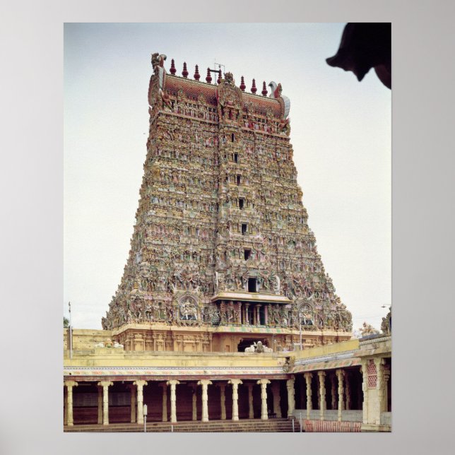 View of the carved exterior of the south gopuram poster (Front)