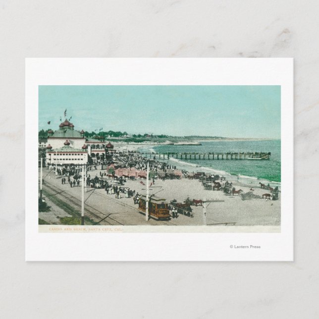 View of the Casino, Beach, and Pier Postcard (Front)