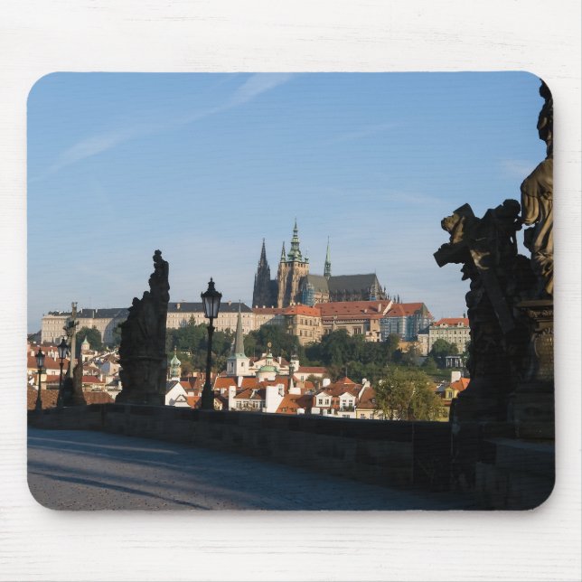 View of the Castle from Charles bridge in Prague Mouse Mat (Front)