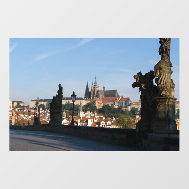 View of the Castle from Charles bridge in Prague Window Cling (Sheet)
