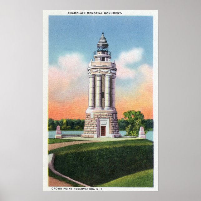 View of the Champlain Memorial Monument Poster (Front)