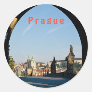 View of the Charles bridge in Prague Classic Round Sticker