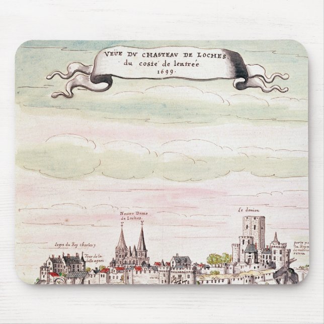 View of the Chateau de Loches, 1699 Mouse Mat (Front)