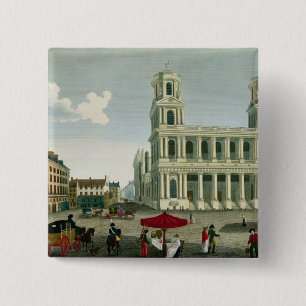 View of the Church of Saint-Sulpice 15 Cm Square Badge