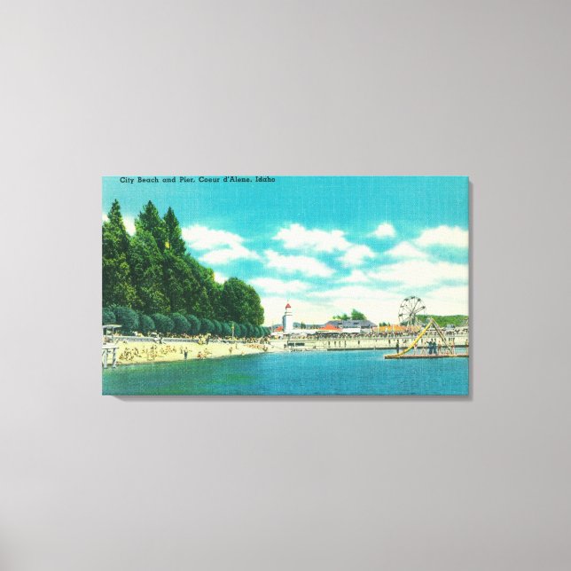 View of the City Beach and Pier Canvas Print (Front)