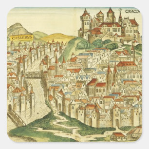 View of the city of Cracow (Kracow), from the Nure Square Sticker