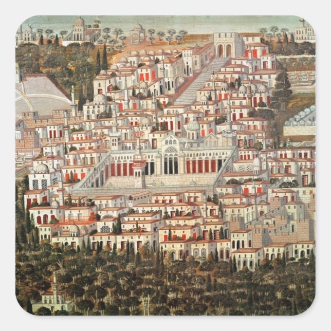 View of the city of Damascus Square Sticker (Front)