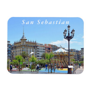 View of the city of San Sebastian in sunny day. Magnet