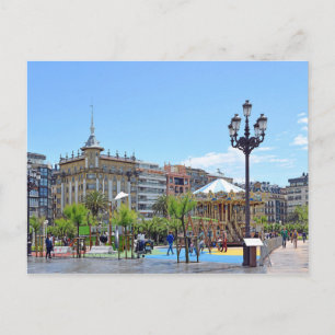 View of the city of San Sebastian in sunny day. Postcard