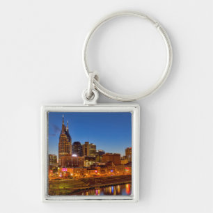 View of the city skyline at dusk key ring