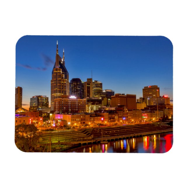 View of the city skyline at dusk magnet (Horizontal)