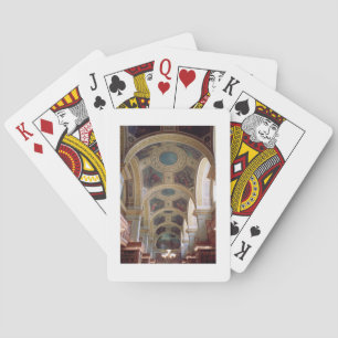 View of the coffered Library ceiling with gilded s Playing Cards