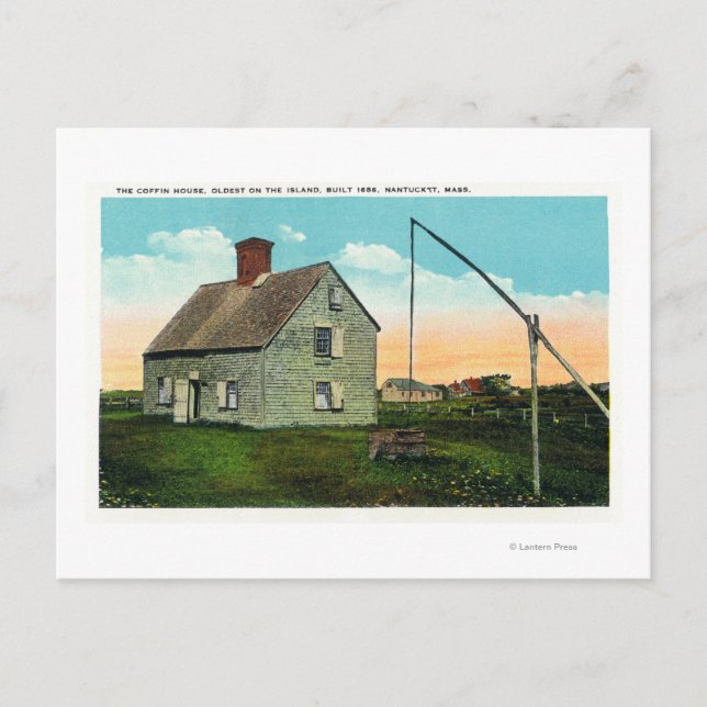 View of the Coffin House, Oldest on the Island Postcard (Front)