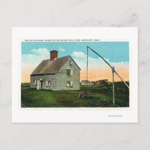 View of the Coffin House, Oldest on the Island Postcard