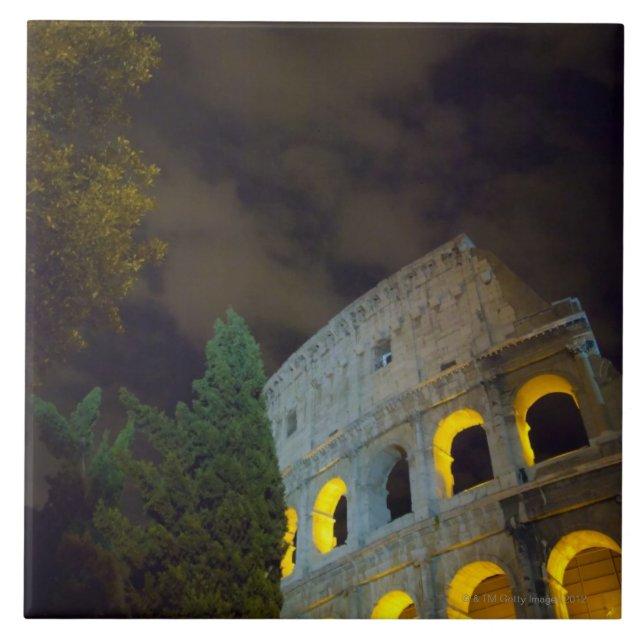 View of the Coloseum in Rome at night Tile (Front)