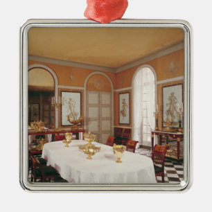 View of the dining room metal tree decoration