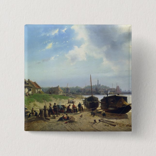 View of the Dutch Coast 15 Cm Square Badge (Front)