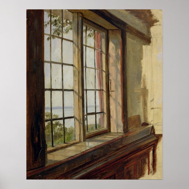 View of the Elbe through a Window, 1838 Poster (Front)