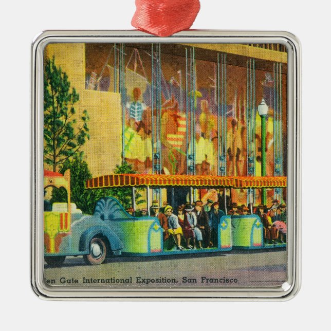 View of the Elephant Train Metal Tree Decoration (Front)