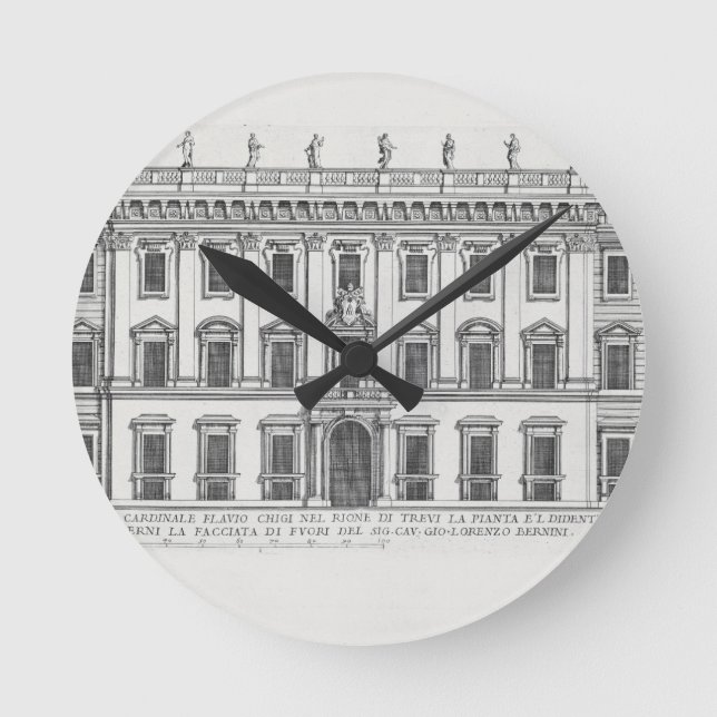 View of the facade of Palazzo Chigi, Rome, designe Round Clock (Front)