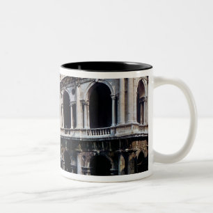 View of the facade of the Basilica Palladiana Two-Tone Coffee Mug